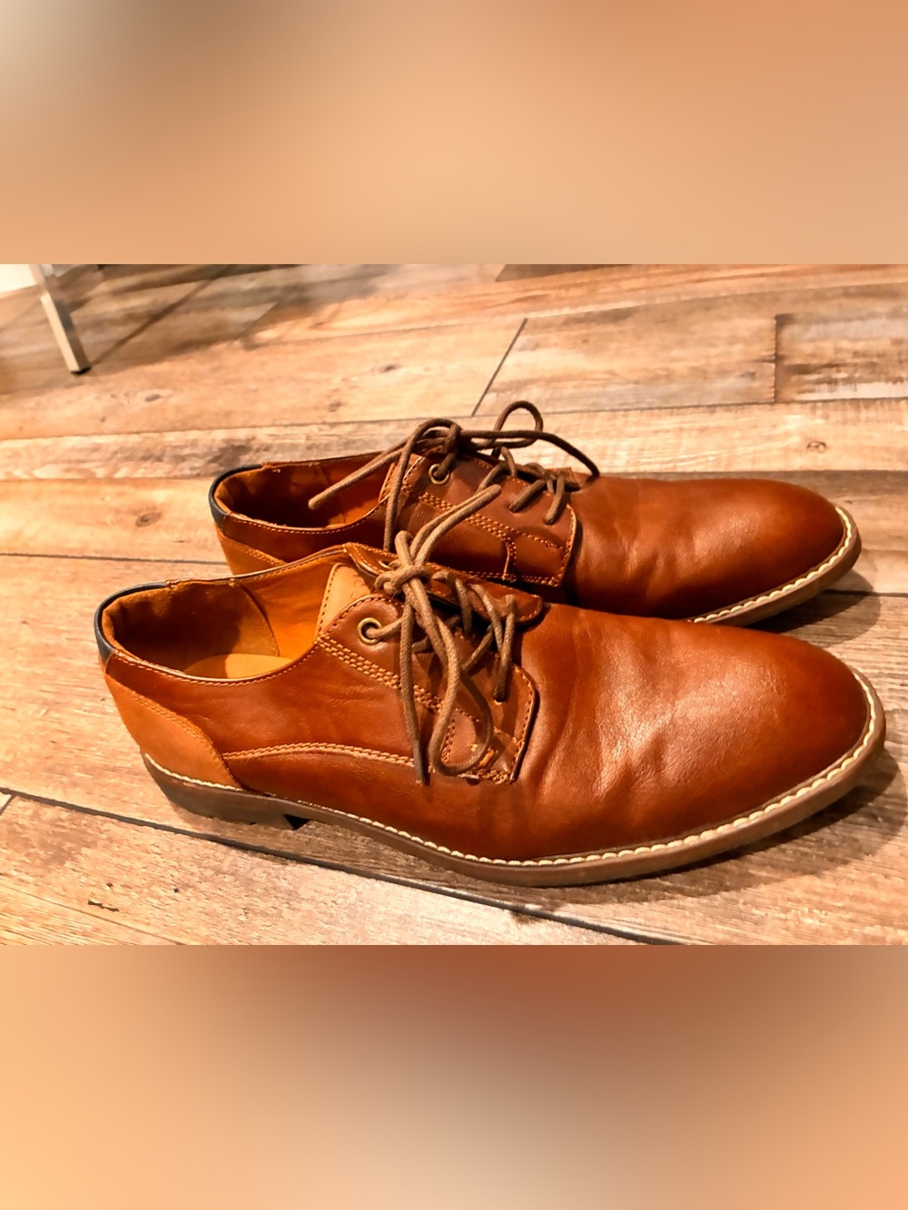 Guess Men's Tan Leather Derby Shoes